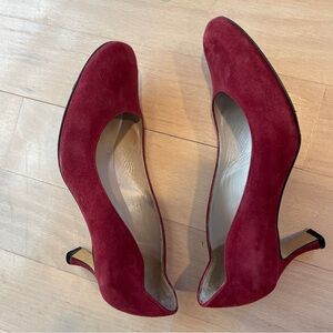 Peter Kaiser Red Suede Pointed Toe Kitten Heel Pumps Women's Size 6